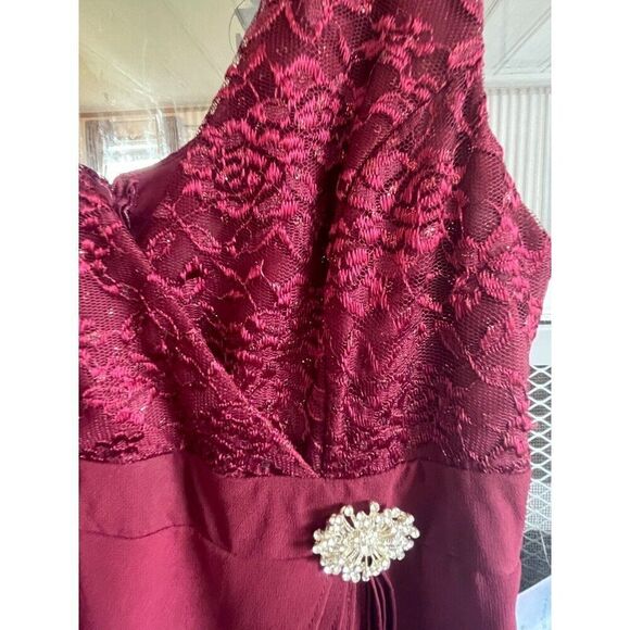 SALLY WIne / Burgundy DRESS with lace jacket SIZE M - Picture 9 of 13